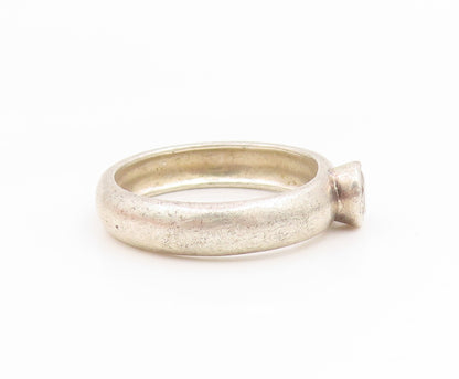 925 Sterling Silver Vintage Ring Round Cut CZ Solitaire Band  Sz 7.5  RG35185