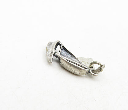 925 Sterling Silver  Vintage Petite Dark Tone Sail Boat Motif Pendant  PT6855