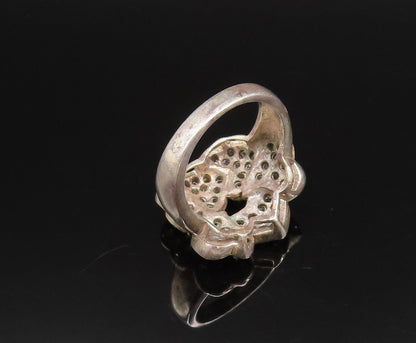 925 Sterling Silver  Vintage Six Sparkly Topaz Love Hearts Ring Sz 8  RG25805