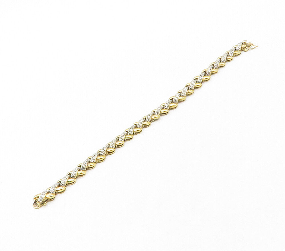 ROSS SIMON 925 Silver  Genuine Diamonds Gold Plated Chain Bracelet  BT6438