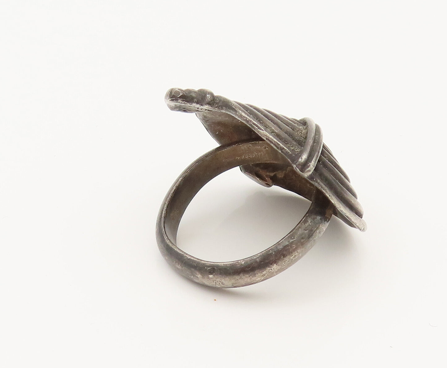 925 Sterling Silver  Vintage Spiral Shield Dome Ring Sz 6.75  RG26414