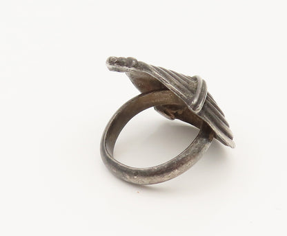 925 Sterling Silver  Vintage Spiral Shield Dome Ring Sz 6.75  RG26414