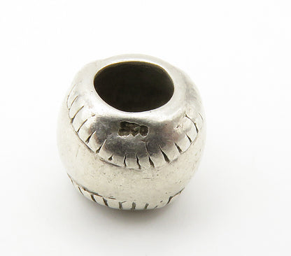 925 Sterling Silver  Vintage Petite Round Baseball Bead Pendant  PT11814