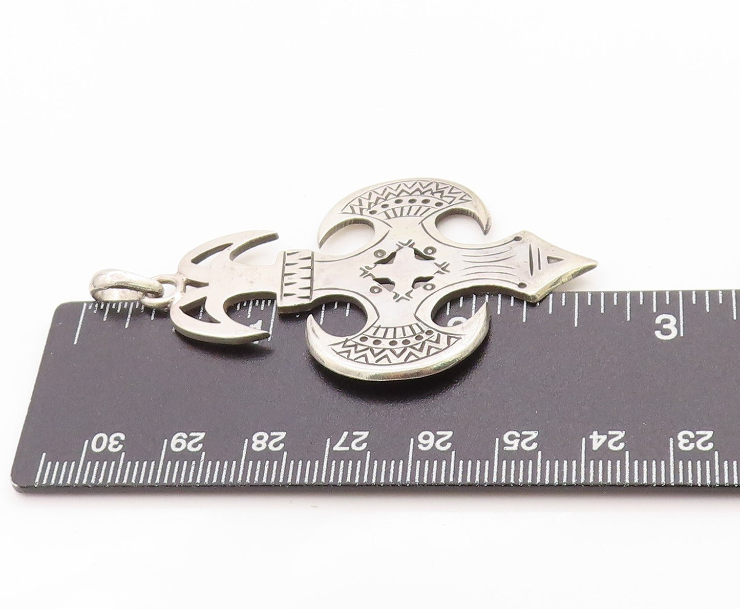 925 Sterling Silver Vintage Pendant Etched Sahara Spirit Amulet Cut Out  PT24829