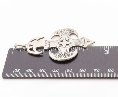 925 Sterling Silver Vintage Pendant Etched Sahara Spirit Amulet Cut Out  PT24829