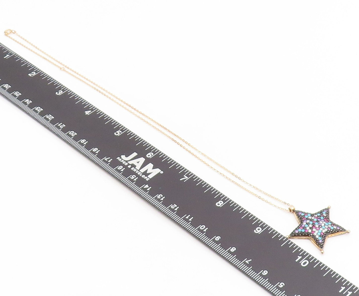 925 Sterling Silver Vintage Necklace Gold Plated Multi Gemstone Star  NE4848