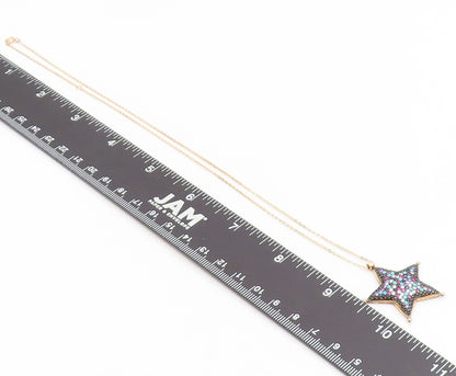 925 Sterling Silver Vintage Necklace Gold Plated Multi Gemstone Star  NE4848