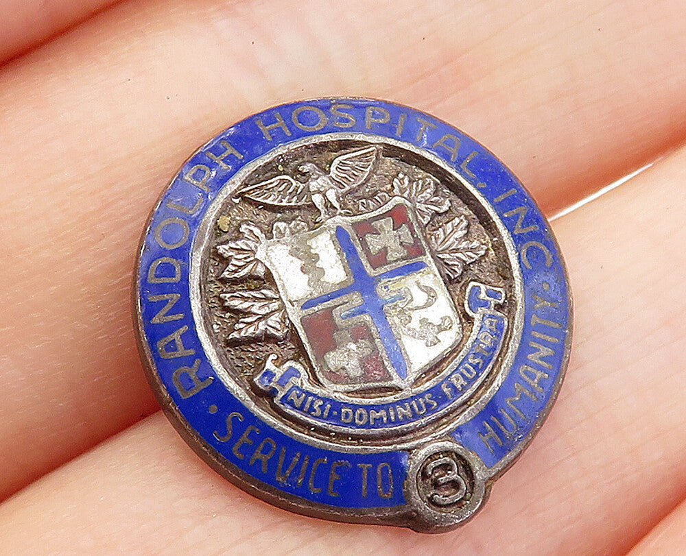 POLLACK CHICAGO 925 Silver  Vintage Enamel Coated Shield Brooch Pin  BP1708