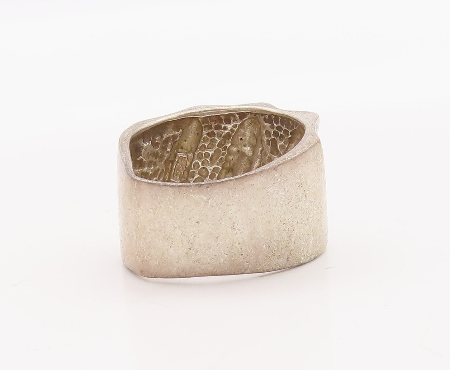 925 Sterling Silver Vintage Ring Solid Carved Slant Lines   Sz 6.5  RG29099