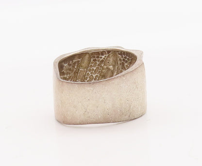 925 Sterling Silver Vintage Ring Solid Carved Slant Lines   Sz 6.5  RG29099
