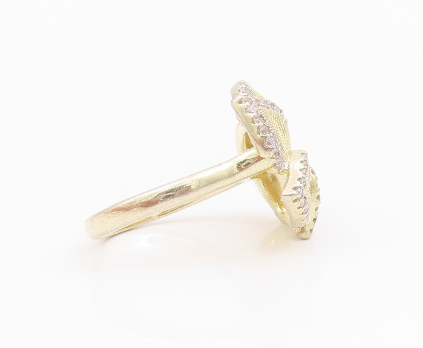 925 Sterling Silver Vintage Ring Gold Plated Cutout CZ Flower  Sz 6.5  RG33014