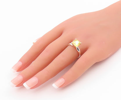 925 Sterling Silver Vintage Ring Minimalist Square Cut CZ  Sz 7.5  RG33225