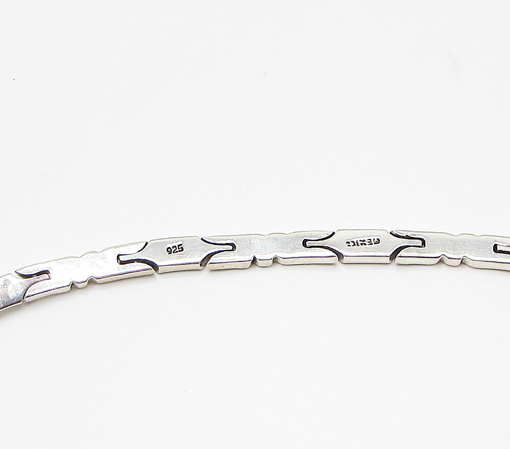 MEXICO 925 Sterling Silver  Vintage Bars Pattern Linked Necklace  PT2481