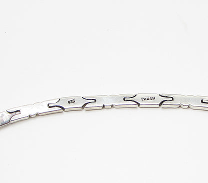 MEXICO 925 Sterling Silver  Vintage Bars Pattern Linked Necklace  PT2481