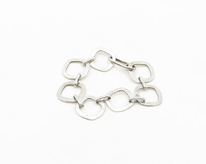SARAB 925 Sterling Silver  Vintage Shiny Rounded Square Chain Bracelet  BT7965