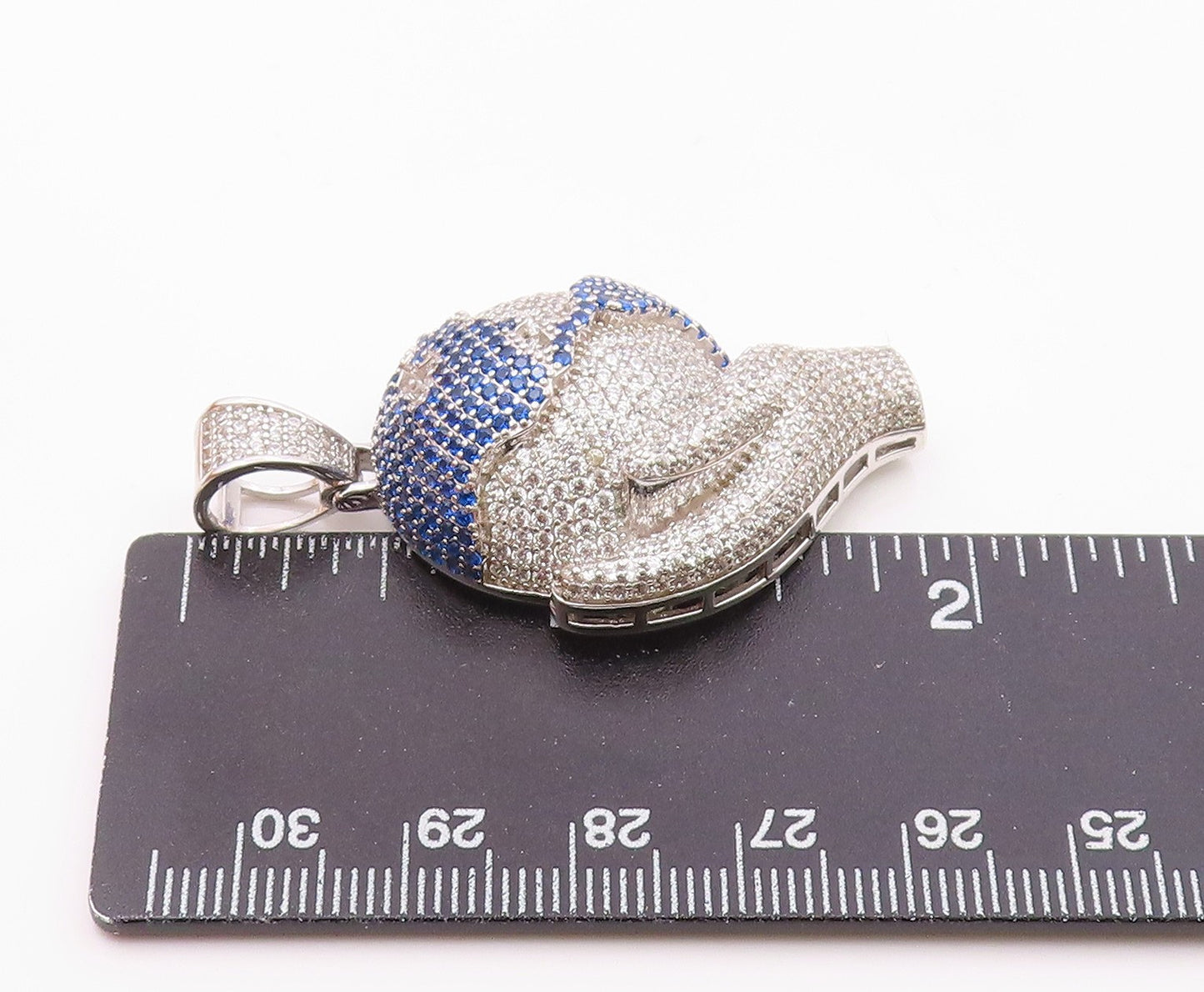 925 Silver  Vintage Cubic Zirconia & Topaz World In Hand Pendant  PT18980