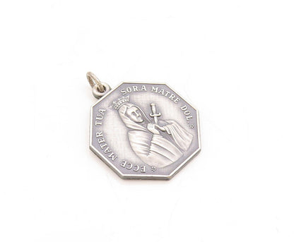 925 Sterling Silver Vintage Pendant Dark Tone Religious Saint Carved  PT23866