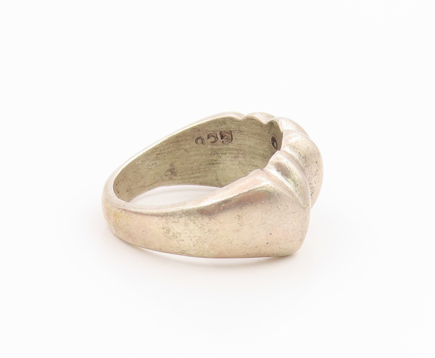 925 Sterling Silver Vintage Ring Minimalist Solid Love Heart Band  Sz 6  RG35494