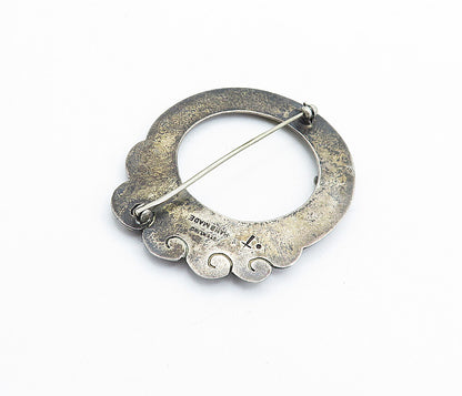925 Sterling Silver  Vintage Antique Handmade Oxidized Brooch Pin  BP2466