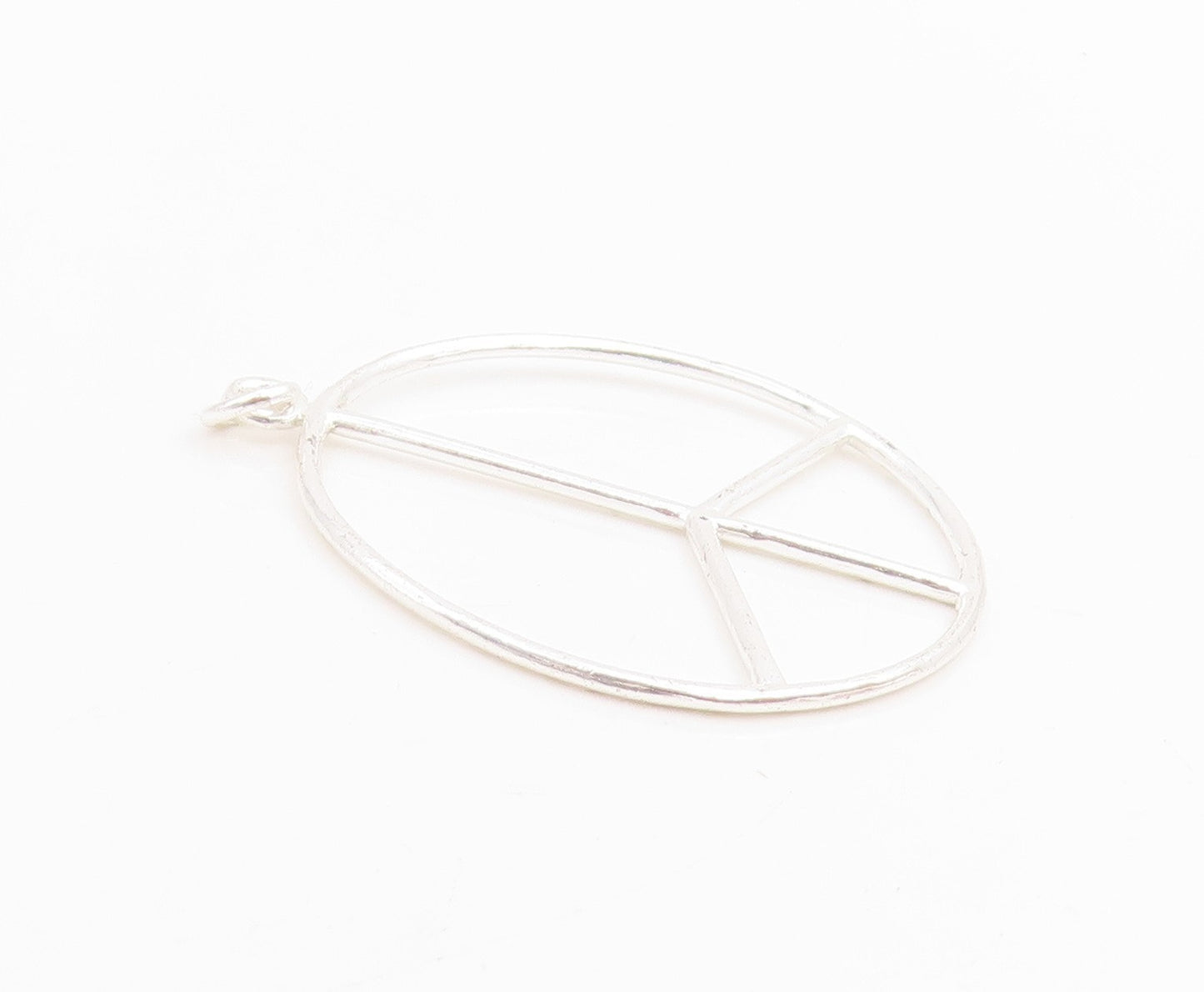 925 Sterling Silver Vintage Pendant Minimalist Open Circle Peace Symbol  PT25185
