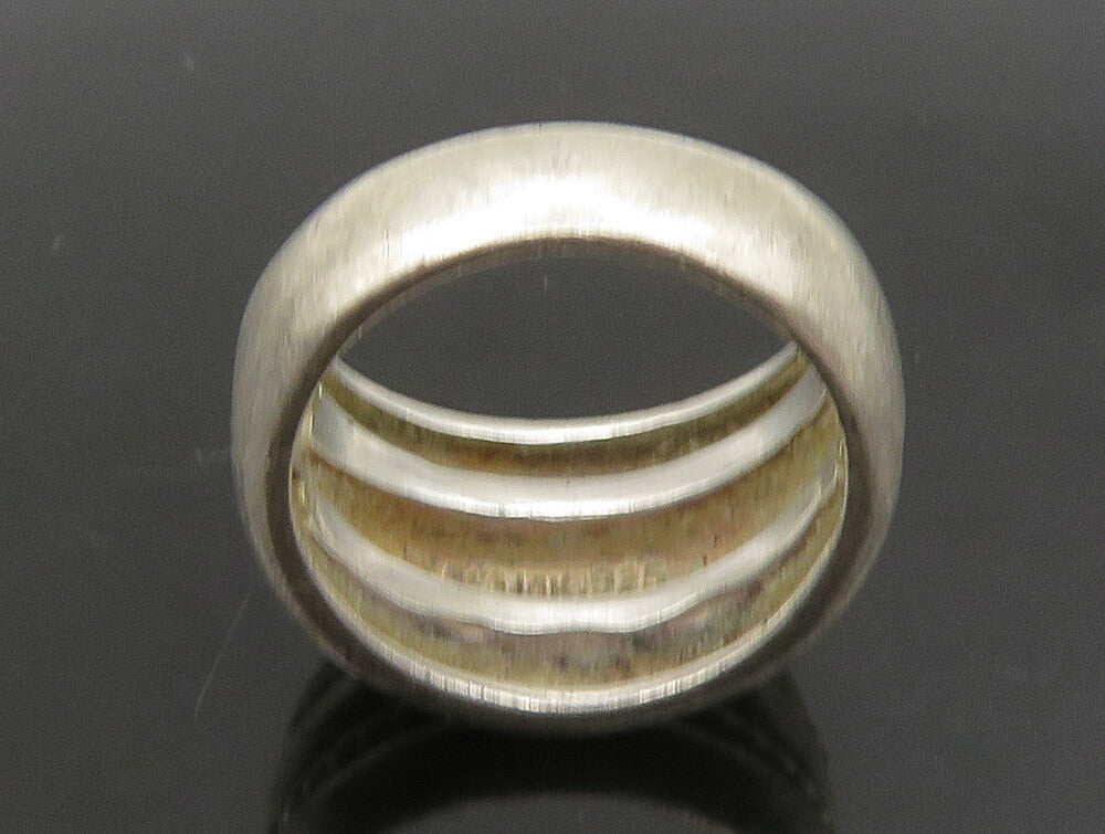 925 Silver & 14K GOLD  Vintage Two Tone Rope Twist Dome Band Ring Sz 6 RG23689