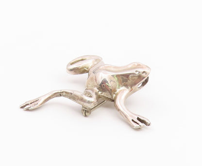 925 Sterling Silver  Vintage Carved Open Mouth Frog Brooch Pin  BP9632