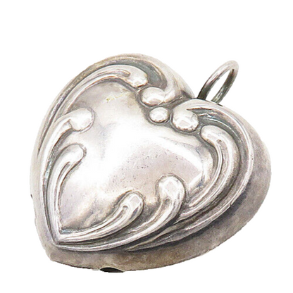 925 Sterling Silver  Vintage Shiny Swirl Love Heart Pendant (JINGLES)  PT15494
