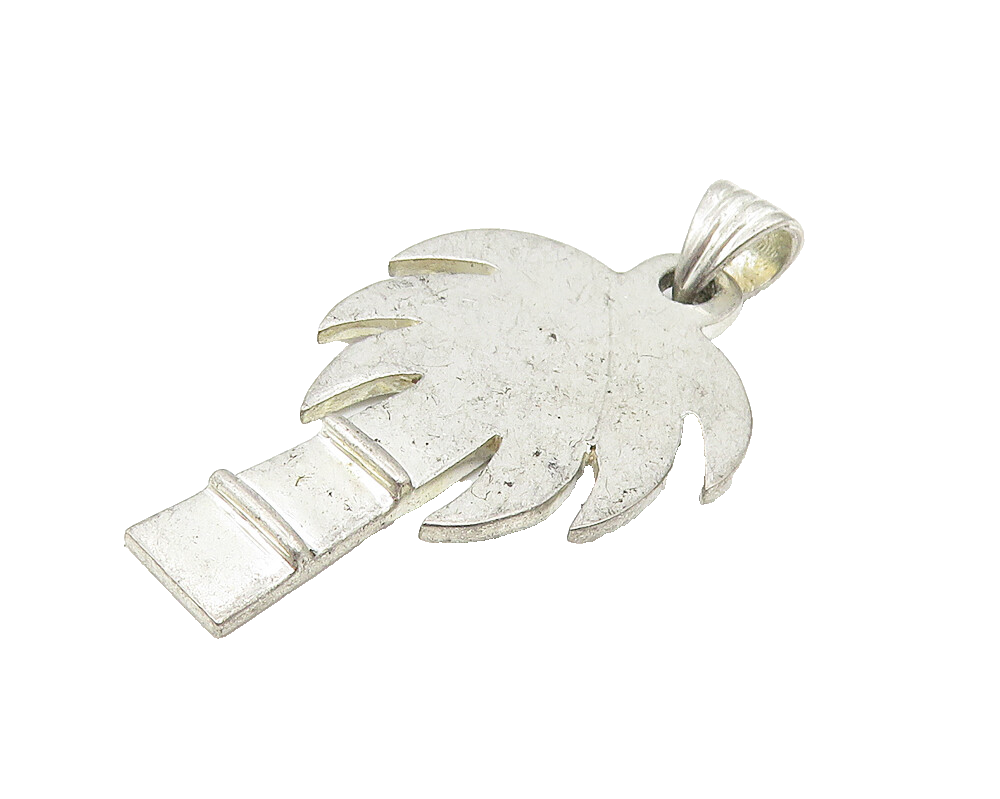 925 Sterling Silver  Vintage Palm Tree Motif Smooth Drop Pendant  PT9242