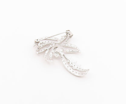 925 Sterling Silver  Vintage Shiny Topaz Island Palm Tree Brooch Pin  BP7885