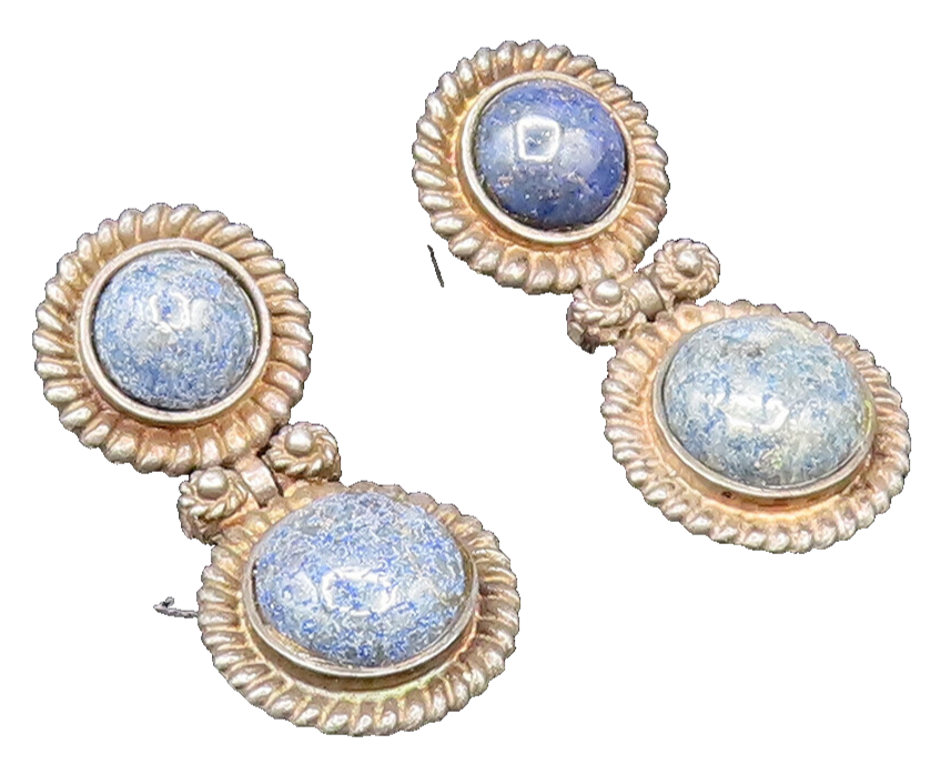 MFA 925 Sterling Silver Vintage Twisted Rope Border Sodalite Earrings EG11940