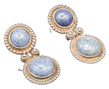 MFA 925 Sterling Silver Vintage Twisted Rope Border Sodalite Earrings EG11940