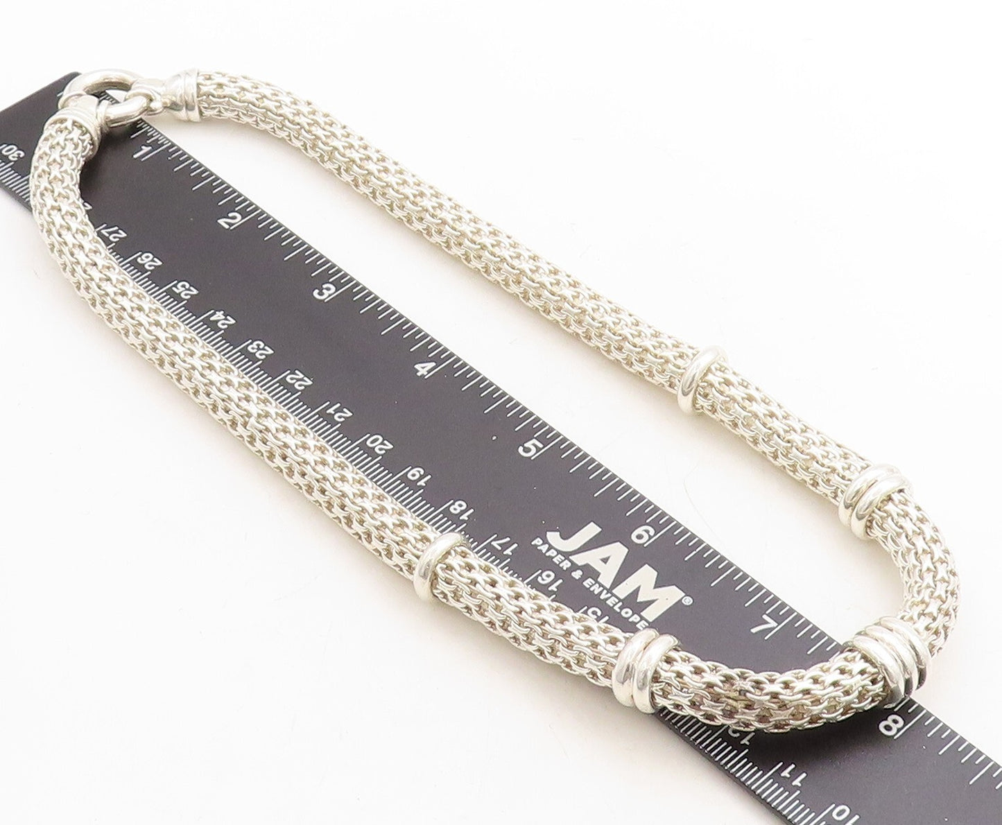 925 Sterling Silver  Shiny Polished Hollow Round Link Chain Necklace  NE1481
