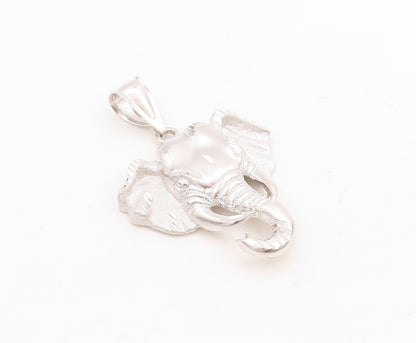925 Sterling Silver Vintage Pendant Domed Carved Elephant Head  PT23884