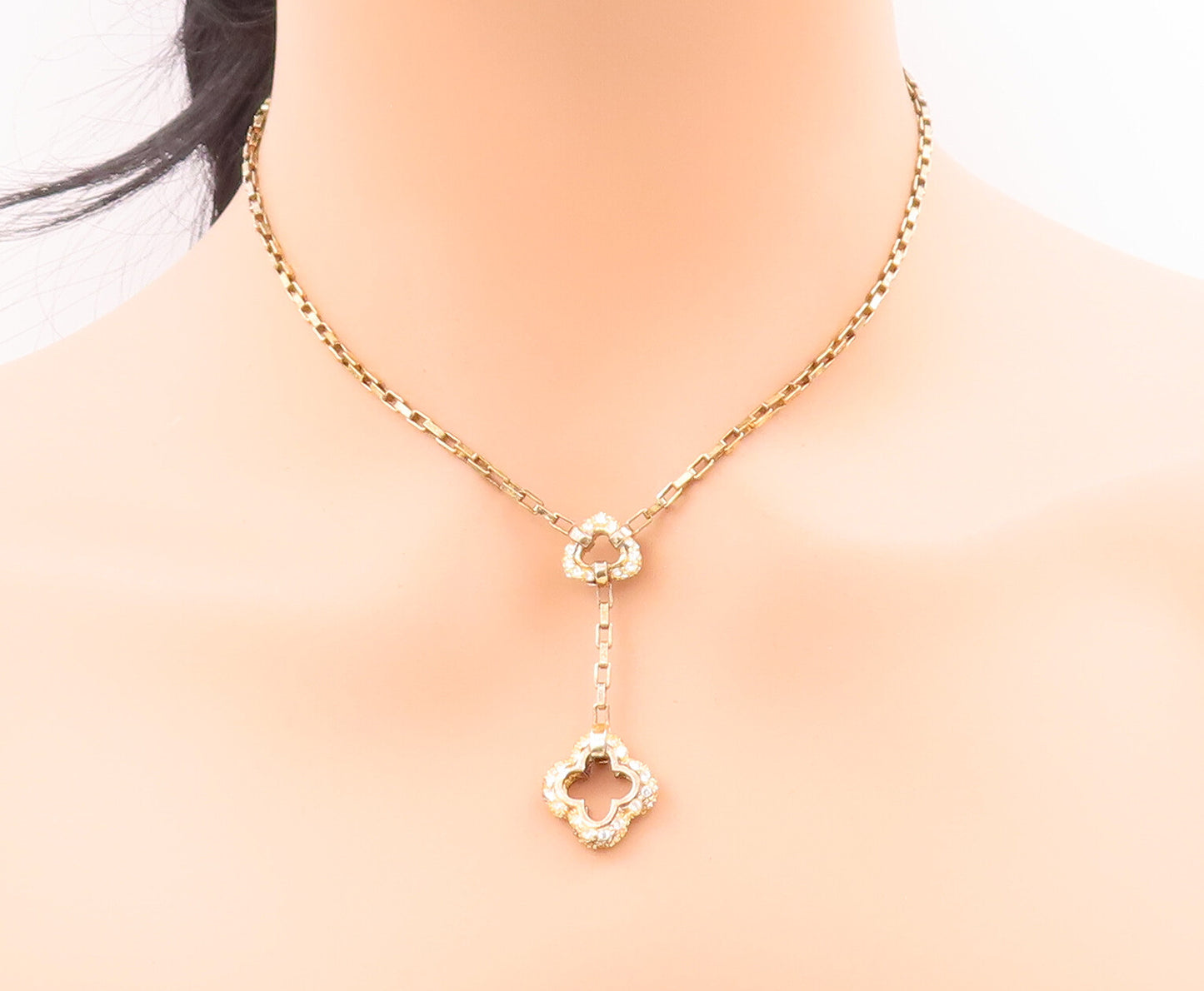 925 Sterling Silver Vintage Necklace Gold Plated CZ Beaded Floral Carved  NE4293
