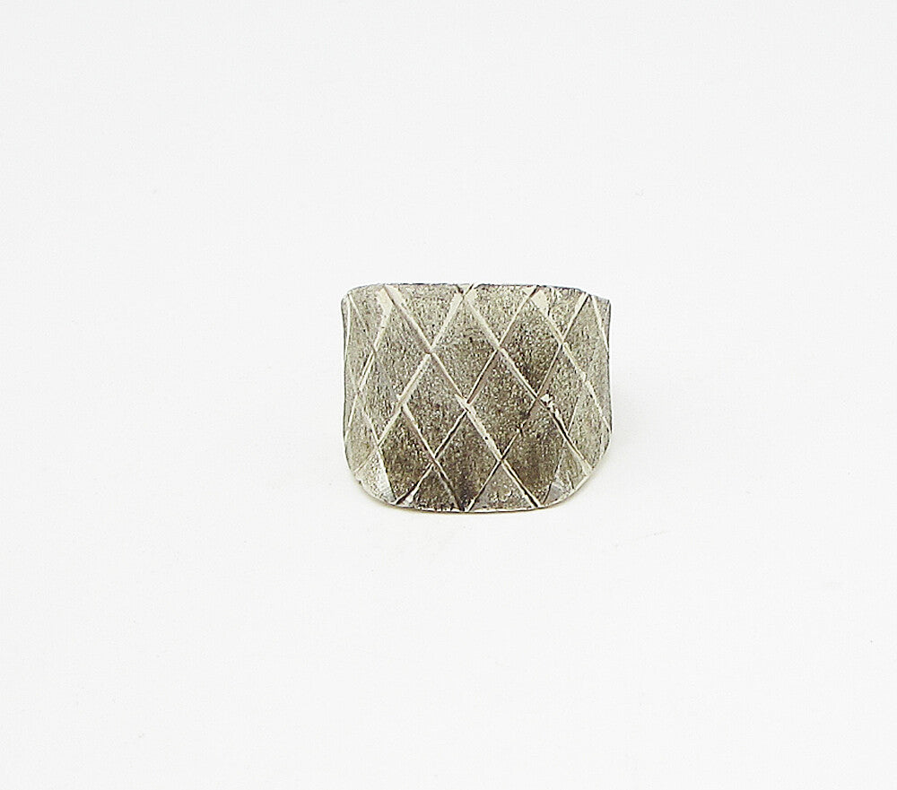 925 Sterling Silver  Vintage Druzy Woven Concave Band Ring Sz 8  RG3342