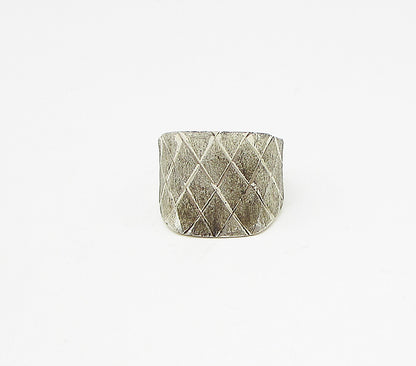925 Sterling Silver  Vintage Druzy Woven Concave Band Ring Sz 8  RG3342