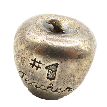 925 Sterling Silver  Vintage Petite Etched Number 1 Teacher Apple Bead  TR1862