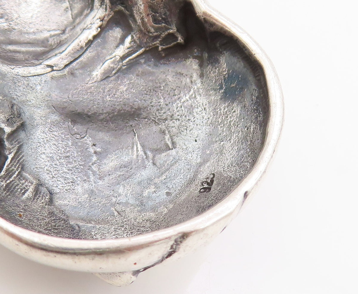 925 Sterling Silver Vintage Pendant Dark Tone Puffed Snowman   PT24439