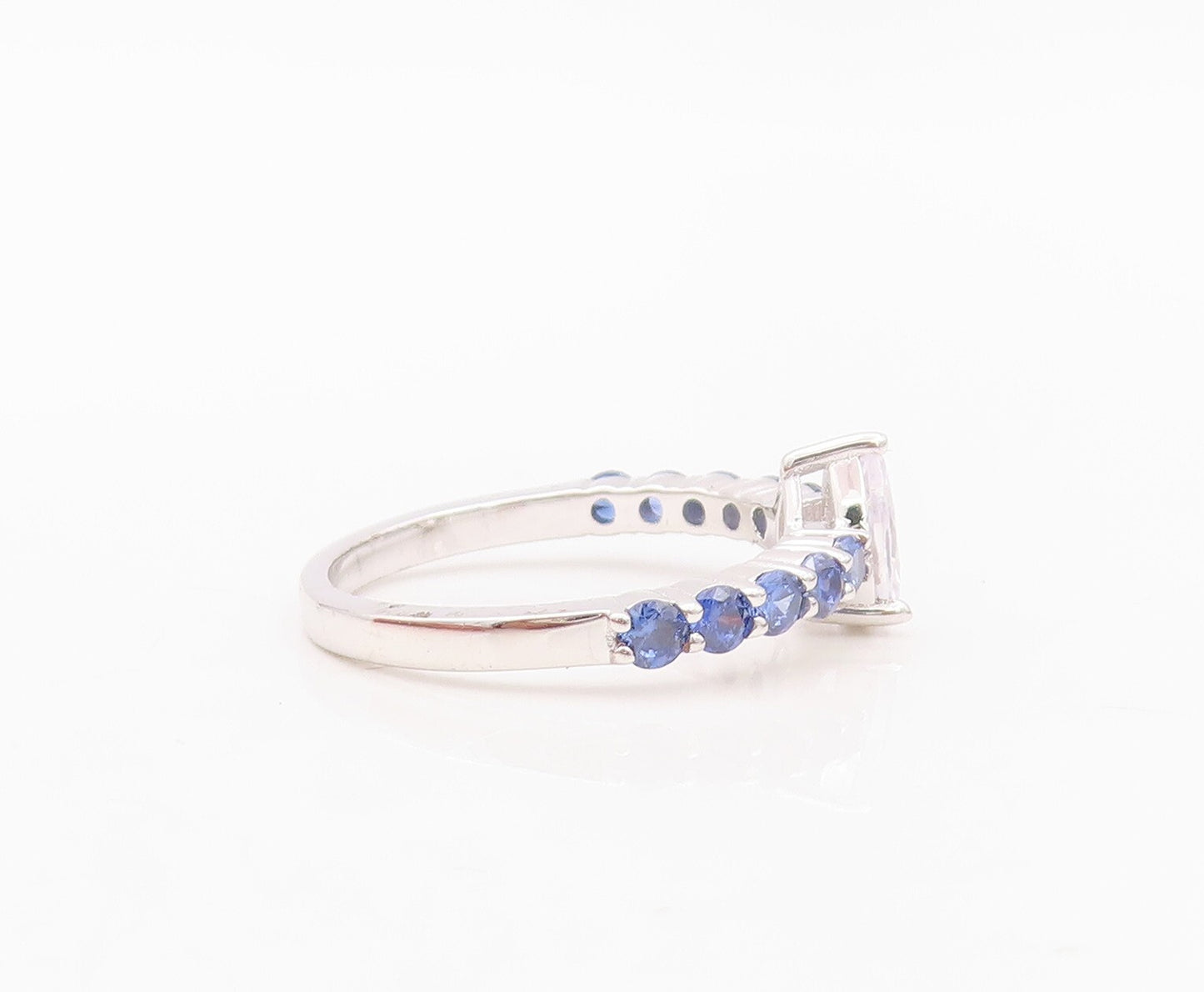 925 Sterling Silver Vintage Ring Drop Cut CZ Round Sapphire Band  Sz 7 RG30143