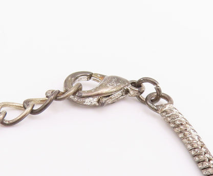 925 Sterling Silver Vintage Necklace Antique Beaded Oval Gemstone NE4590