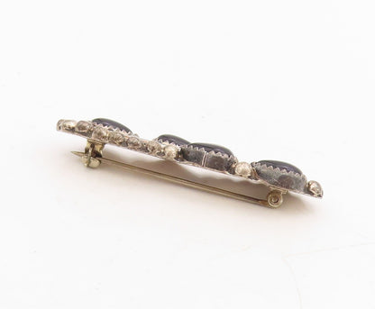 925 Sterling Silver Vintage Brooch Pin BENALLY NAVAJO Drop Shape Onyx  BP11460