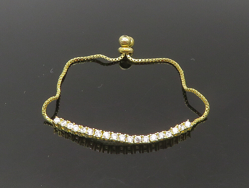 Gold Over 925 Silver  Cubic Zirconia Adjustable Child Box Chain Bracelet BT1103