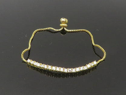 Gold Over 925 Silver  Cubic Zirconia Adjustable Child Box Chain Bracelet BT1103