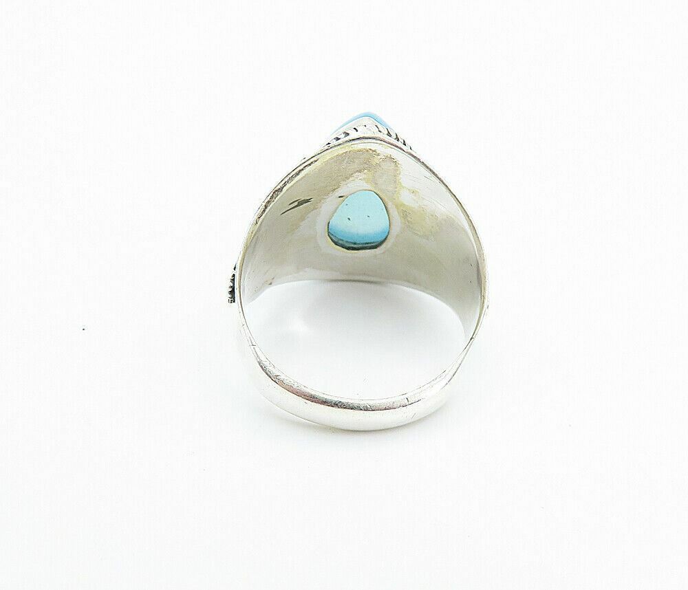 925 Sterling Silver  Blue Chalcedony Tear Drop Cocktail Ring Sz 6.5  RG8067