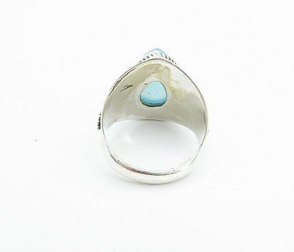 925 Sterling Silver  Blue Chalcedony Tear Drop Cocktail Ring Sz 6.5  RG8067