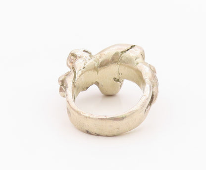 925 Sterling Silver Vintage Ring Brutalist Solid Sculptural Band  Sz 8  RG36327