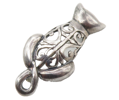 925 Sterling Silver Vintage Shiny Swirl Cutout Pattern Brooch Pin BP5569