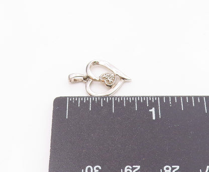 925 Sterling Silver  Vintage Genuine Diamonds Love Heart Pendant  PT17980