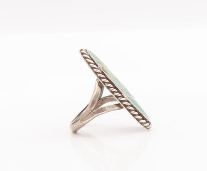 925 Sterling Silver Vintage Ring NAVAJO Oval Inlay Turquoise  Sz 6.5  RG28488