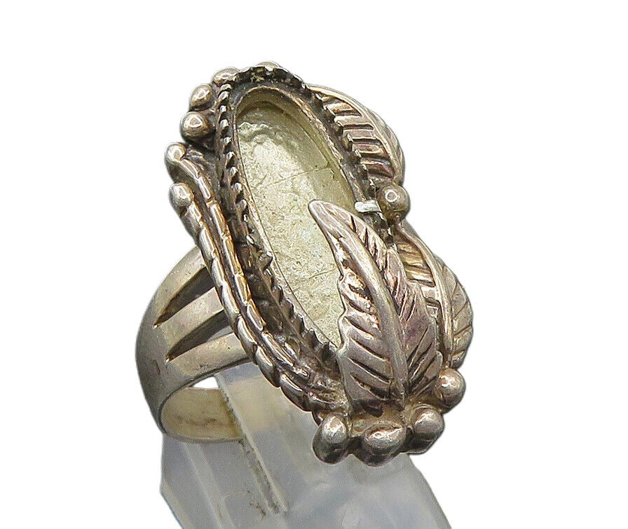 CAROL FELLEY 925 Silver  Vintage Floral Motif Cocktail Ring Sz 10  RG23808